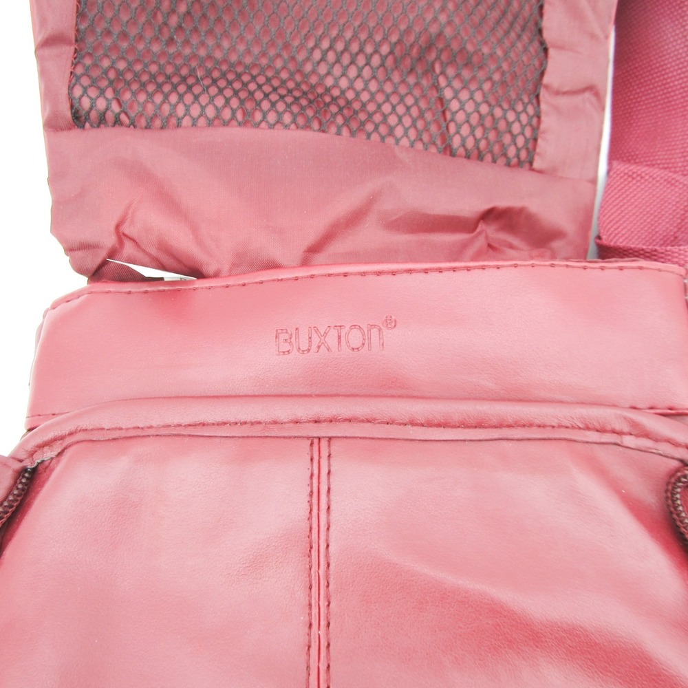 Buxton Genuine Leather Crossbody Expandable Messenger Bag Unisex Red - Picture 3 of 9